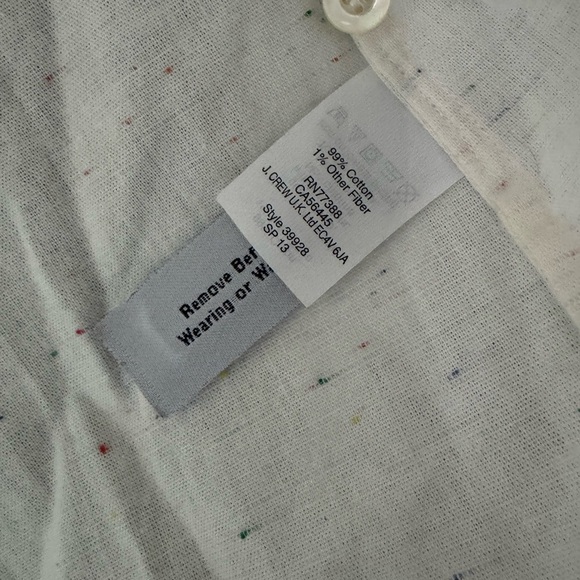 Like-new J. Crew White Half Button Shirt with Multicolor Speckles - Picture 5 of 8